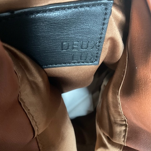 NWOT DEUX LUX Brown Woven Vegan Leather Large Hobo Shoulder Bag - Picture 5 of 8